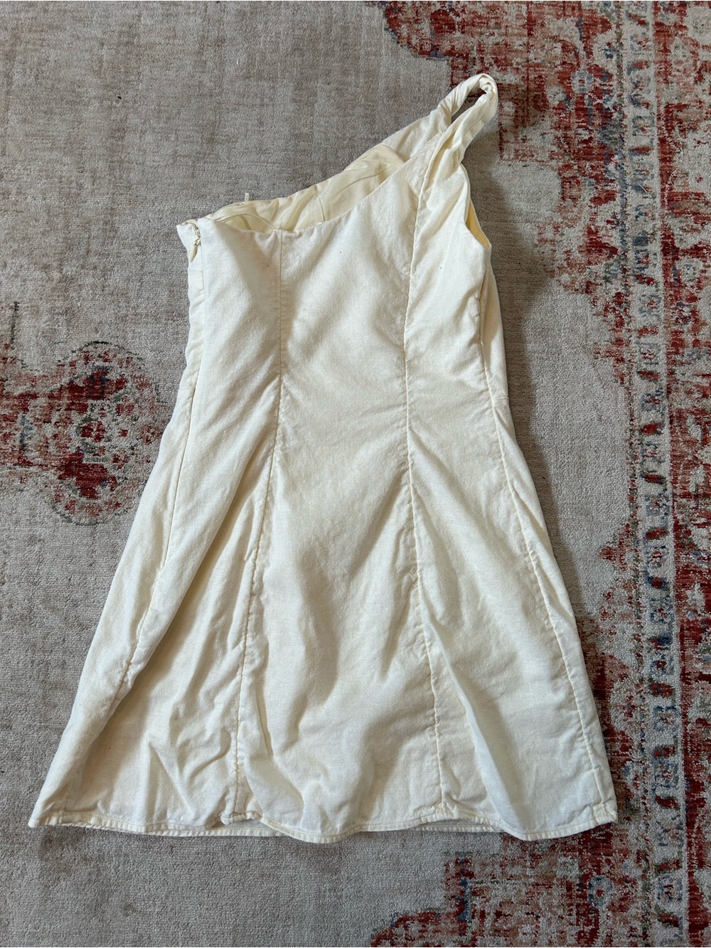 One-Shoulder Cream Dress - Women's Mini Dress